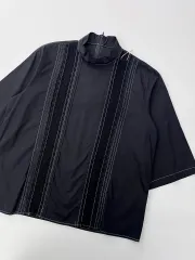 コムデギャルソンCOMME des GARCONS コットン襟レースデザインシャツ 黒M位 【レディース】 コムデギャルソンCOMME des GARCONS コットン襟レースデザイン