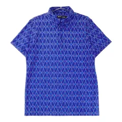 サイズ：L SRIXON スリクソン by DESCENTE 半袖ポロシャツ ボタンダウン 総柄 ブルー系 [240101352203]# ゴルフウェア メンズ ストスト