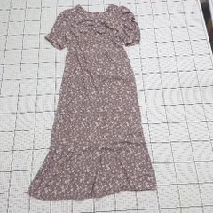 ◇ ⊂ GRL グレイル 花柄 長袖 ロング 花柄マキシ丈ワンピース サイズL ライトパープル系 レディース E  【1508250015199】