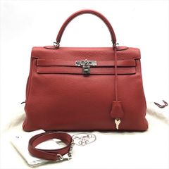 良品 HERMES エルメス ケリー 35 2WAY ハンド ショルダー バッグ 肩掛け シルバー金具 レザー レッド レディース 刻印あり k5632