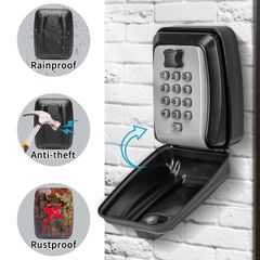 セキュリティキーボックス ガッチリ壁に取り付け型 屋外可 盗難防止 12ダイヤル 防水カバー付 キー収納ケース 大容量 安全 自宅 アパート オフィス 倉庫 建設現場に最適 日本語マニュアル付