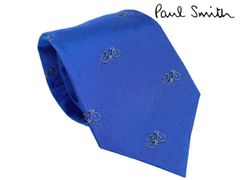 ポールスミス ネクタイ Paul Smith M1A 0TIE K41274 MEN TIE BICYCLES ブルー系地 バイシクル柄 シルク ジャガード織り ネクタイ
