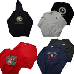 古着卸 まとめ売り USA製 スウェット 7枚セット (メンズ XL ) ラッセル 90s パーカー 無地 サンタ ラグラン 中古 古着 MZ0476