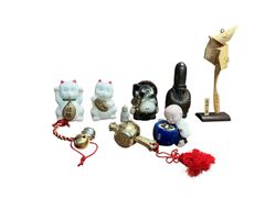 日本の工芸品セット　高さ4〜36cm 招き猫　置物 招福 魔除 郷土玩具 古玩 アンティーク