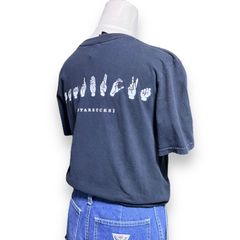 【 希少デザイン】 スターバックス　ハンドサイン　プリントTシャツ　スタッフT 指文字　手話　メッセージ　黒　ワンポイントロゴ