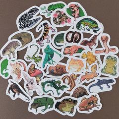 【商品番号S09】　爬虫類&両生類のフレークシール　爬虫類　トカゲ　カエル　ヤモリ　ヘビ　　シール