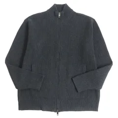 美品□BURBERRY LONDON/バーバリーロンドン ロゴエンブロイダリー 裏チェック柄 コットン100％ WZIP ドライバーズニット グレー LL 正規品のサムネイル