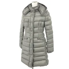 MONCLER モンクレール ロング丈 フード付き スリム エルミンヌ ダウン コート サイズ:1  グレー  レディース 　241014004226