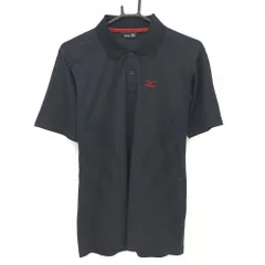 【超美品】ミズノゴルフ 半袖ポロシャツ 黒 一部メッシュ ロゴレッド メンズ  ゴルフウェア MIZUNO