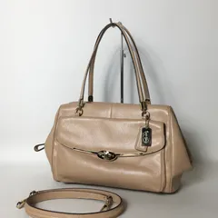 2509-54｜美品｜コーチ 2WAYバッグ レザー ベージュ ターンロック