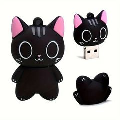 オモシロUSBメモリ 黒猫 模様 小型 かわいい USB 黒猫ちゃん USB フラッシュドライブ 128G ギガバイト USB 2.0 ペンドライブ USB メモリス