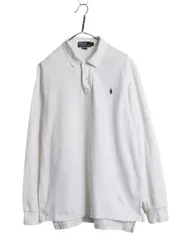 【お得なクーポン配布中!】 00s ポロ ラルフローレン 長袖 ポロシャツ メンズ L / オールド 長袖シャツ ラガーシャツ 素材 コットン ヘビーウェイト ワンポイント 白