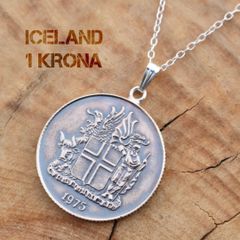 1クローナ 国章 アイスランド コイン ペンダント