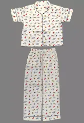 【中古】衣料雑貨 江戸川コナンモチーフ サテンパジャマ(上下) ホワイト Mサイズ 「名探偵コナン×GU