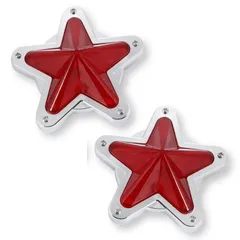超超希少　当時物　ガラス３点止めとんがり星マーカー　赤色レンズ　レトロ　デコトラ 超超希少当時物ガラス3点止めとんがり星マーカー赤色レンズ