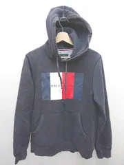 ◇ ⊇ TOMMY HILFIGER トミーヒルフィガー 裏起毛 長袖 プルオーバー パーカー サイズS ネイビー メンズ E  【1409250035845】