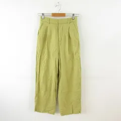 ローリーズファーム LOWRYS FARM ロングパンツ ワイドストレート 黄緑 M *T712