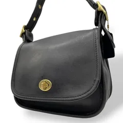 美品 COACH コーチ オールドコーチ グラブタンレザー 本革 9965 ブラック 黒色 ゴールド金具 ショルダーバッグ レディース フラップ ターンロック USA製 ヴィンテージ S91