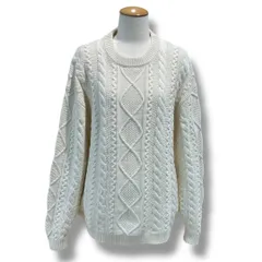 BEAUTY&YOUTH UNITED ARROWS ビューティー＆ユース ユナイテッドアローズ コットンケーブルニット 丸首 ざっくり シンプル カジュアル サイズL オフホワイト メンズ 秋 ゴーゴー古着マルイ草加店 鴻446T