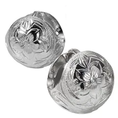 シルバー(1ペア) [Piena(ピエナ)]サージカルステンレス316L 両耳用 1ペア売り ハワイアンジュエリー ボール ラウンド プルメリア スクロール フープピアス シルバー(1ペア)