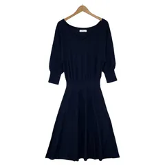 GREEN LABEL RELAXING グリーンレーベルリラクシング Vネック ニットワンピース size表記なし/ネイビー