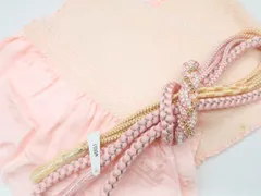 【一輝堂】【着物】和装小物　帯締め帯揚げセット　振袖用　丸組　総絞り　金糸　飾り付　帯締　帯揚　25w04-5259