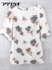 ◇ REDYAZEL レディアゼル バックジップ 花柄 七分袖 ミニ ワンピース サイズM ベージュ マルチ レディース 【1002800413997】