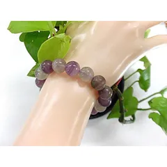 天然石 フローライト フロスト11.7ｍｍ玉ブレスレット 内周17cm