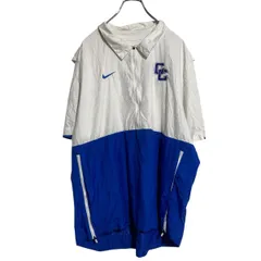 NIKE ハーフジップ 半袖 ナイロンプルオーバー XL ホワイト ブルー ナイキ ビッグサイズ スポーツウェア 古着卸 アメリカ仕入 a702-5139