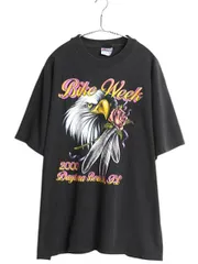 【お得なクーポン配布中!】 00s ★ デイトナ バイク ウィーク イーグル イラスト プリント Tシャツ メンズ XL 古着 オールド ハーレー ダビッドソン アニマル 薔薇 黒