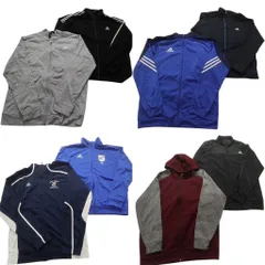 古着卸 まとめ売り アディダス フルジップ ジャージ 8枚セット (メンズ Ｌ /XL ) フーディー トラックジャケット チームロゴ  古着 NC2335