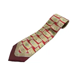 MADE IN ITALY製 GIANFRANCO FERRE スカーフデザイン総柄シルクネクタイ レッド×ボルドー