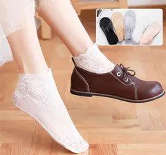 靴下 5足セット かわいい靴下 フットカバー レディース 脱げない 滑り止め ショートソックス 総レース#mjsho21751