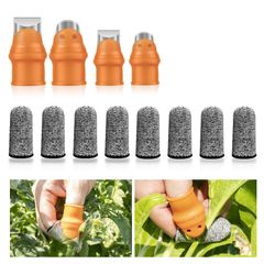 新品 DEVENTORZ 親指カッター 指保護サック【12点セット】野菜カッター 耐切創指サック 防刃 野菜収穫用 シリコン 親指ナイフ 園芸収穫 グローブ 切れない 滑り止め 収穫カッター キャンプ アウトドア 用品（斜の角と穴付き）