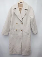 ■ ⊇ coen コーエン 長袖 ロング チェスターコート ブラウン ホワイト系 レディース P  【1407260042549】