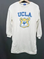 ◇ ⊆ UCLA ユーシーエルエー イラスト 長袖 ミニ丈 トレーナー ワンピース サイズ150 アイボリー系 キッズ 子供服 E  【1507100009357】
