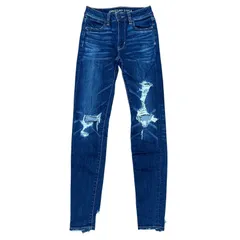 AMERICAN EAGLE HI-RISE JEGGING クラッシュ スキニーデニム インディゴ サイズ00R レディースXXS アメリカンイーグル ハイライズジェギング