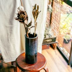 【最終値下げ】黒檀　花瓶　花器　特大　飾り壷　置物　インテリア　古美術　レトロ 壺/アンティーク/ディスプレイ/ポット/ペイント/陶器/空間装飾