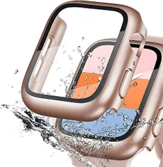 44mm_ローズゴールド DIKESHGU for Apple Watch防水ケース series6SE54 44mm40mm アップルウォッチ保護カバー ガラスフィルム 一体型 PC素材 タッチ感良好 全面保護 装着簡単 耐衝撃 高透過率 指紋防止 傷防止