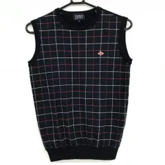 【美品】パーリーゲイツ ニットベスト ネイビー×レッド×白 格子柄  レディース 1(M) ゴルフウェア PEARLY GATES