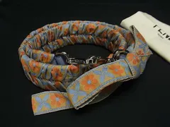 ■新品同様■ FENDI フェンディ ストラップユー レザー×キャンバス フラワー バッグ用 ショルダーストラップ ライトブルー系 FE4853