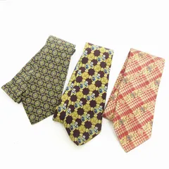 クリスチャンディオール Christian Dior 3点セット ネクタイ レキュラータイ ワイド シルク 総柄 赤系 紺系 レッド系 ネイビー系 小物 ☆AA★