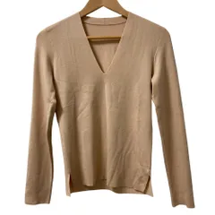 美品 DAISY LIN For FOXEY デイジーリンフォーフォクシー カシミヤシルク Vネック ニットカットソー サイズ40 ピンクベージュ レディース 古着 中古 USED