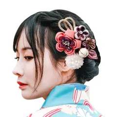 コーム 髪留め 振袖 水引き 飾り 飾り 髪 髪 ヘアアクセサリー 結婚式 卒業式 和装 着物 3カラー つまみ細工 袴 花 浴衣 (ピンク)1枚 成人式 七五三 髪飾り OTAKUMARKET