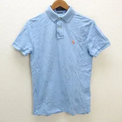 k■ラルフローレン/POLO by Ralph Lauren CUSTOM SLIM FIT 鹿の子地 半袖ポロシャツ/王道・定番【SP】水色/MENS■44【中古】