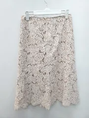 ◇ green label relaxing UNITED ARROWS 総レース キレイめ 膝下丈 台形 スカート サイズ40 ピンクベージュ系 レディース P  【1402270010106】