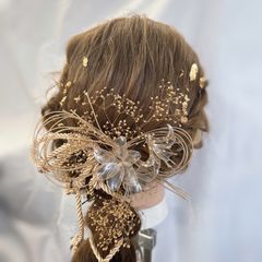 百合 ヘッドドレス 和紐 水引 金箔 かすみ草 セット ディップアート アメリカンフラワー ワイヤー パール 成人式 着物 浴衣 和装 和服 カサブランカ 結婚式 入学式 卒業式 パーティ 花嫁