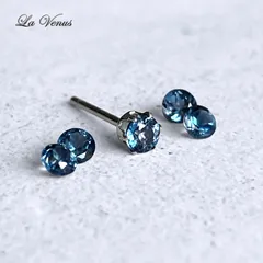 ✴︎つけっぱなしOK✴︎ ロンドンブルートパーズ 一粒 ピアス 3mm 宝石質 AAA SUS316 サージカルステンレス 片耳用 スタッド 11月誕生石