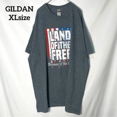 【GILDAN】USA古着 アメカジ 星条旗 国旗 アメリカ　プリントロゴ　オーバーサイズ　半袖Tシャツ　チャコールグレー　XL US古着