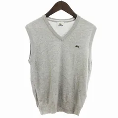 ラコステ LACOSTE ニットベスト プルオーバー Vネック ロゴ 刺しゅう コットン グレー 4 L位 ■SM3のサムネイル